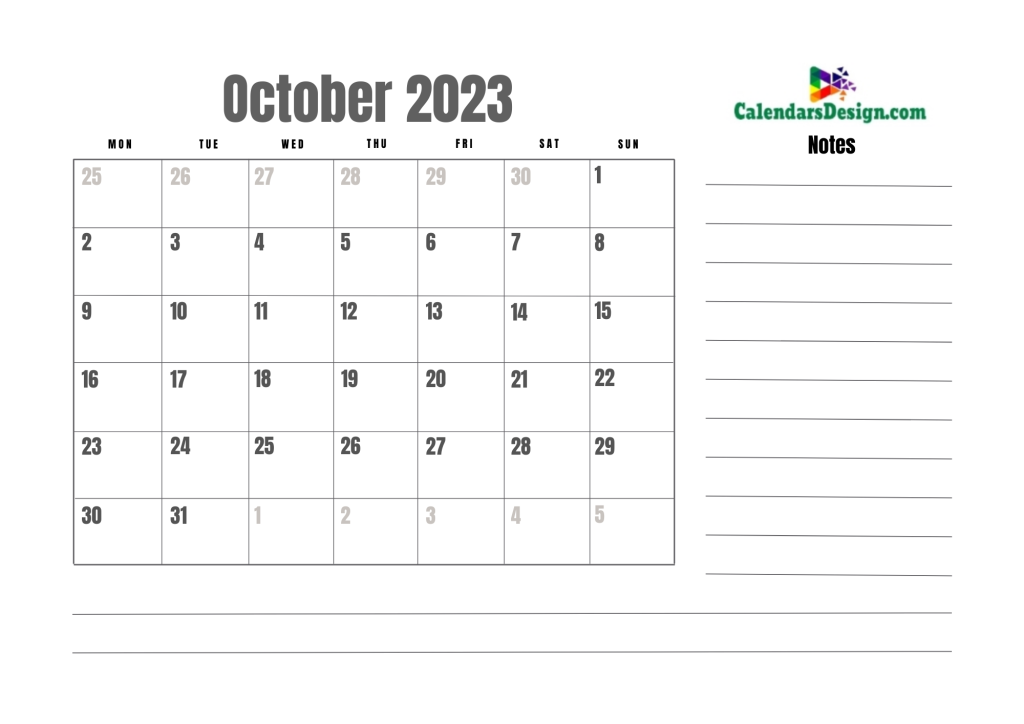 October 2023 month template