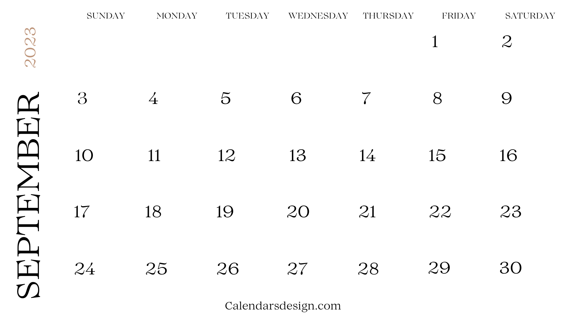 Printable Calendar for September 2023 PDF