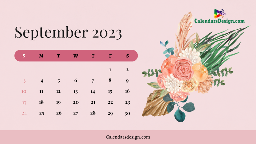 September 2023 Calendar Pink