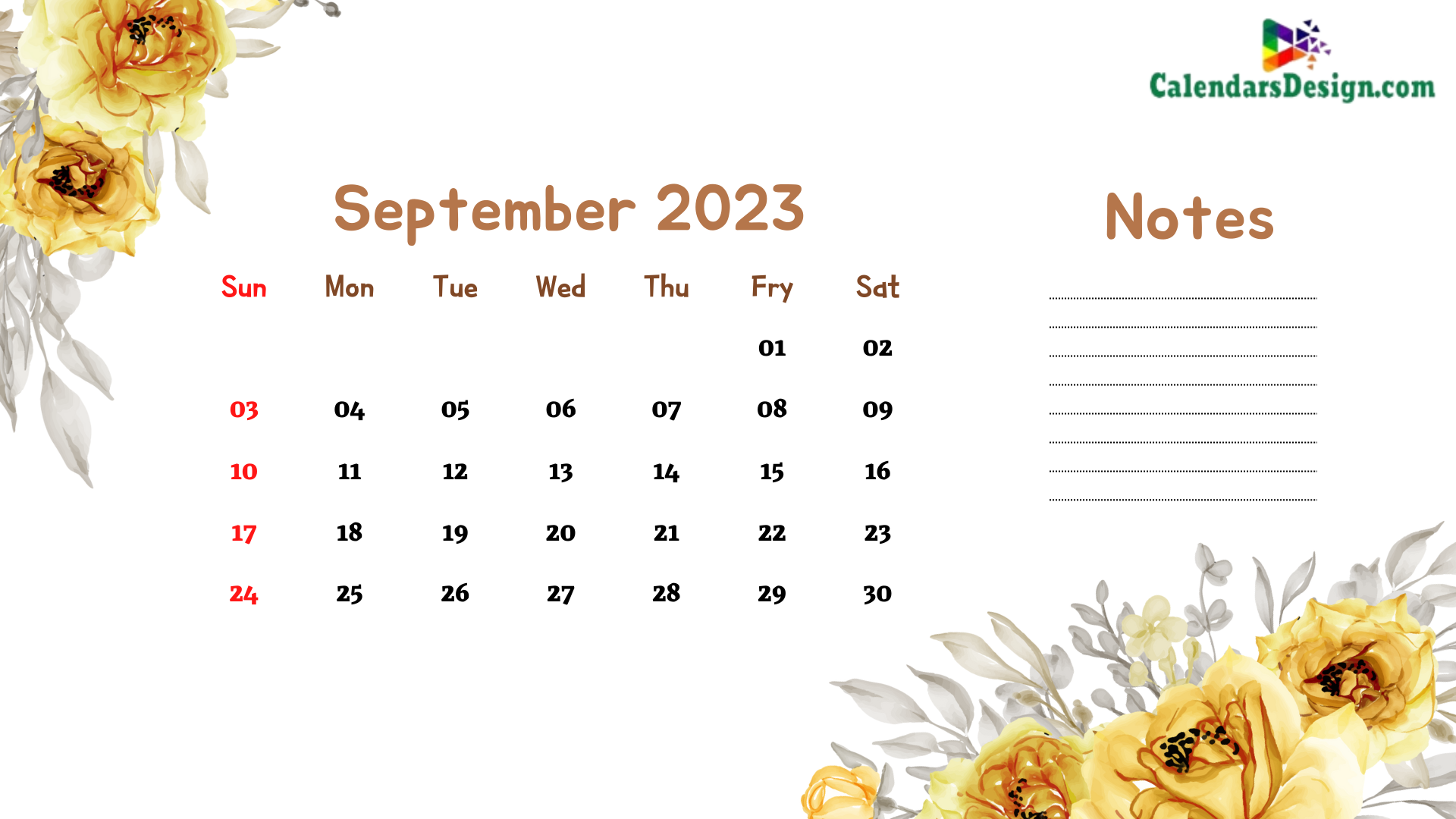 September 2023 Wall Calendar For Office
