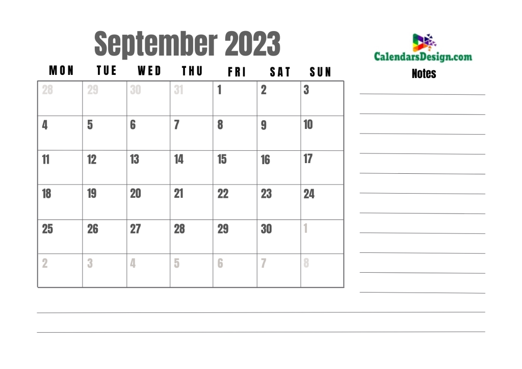 September 2023 month template