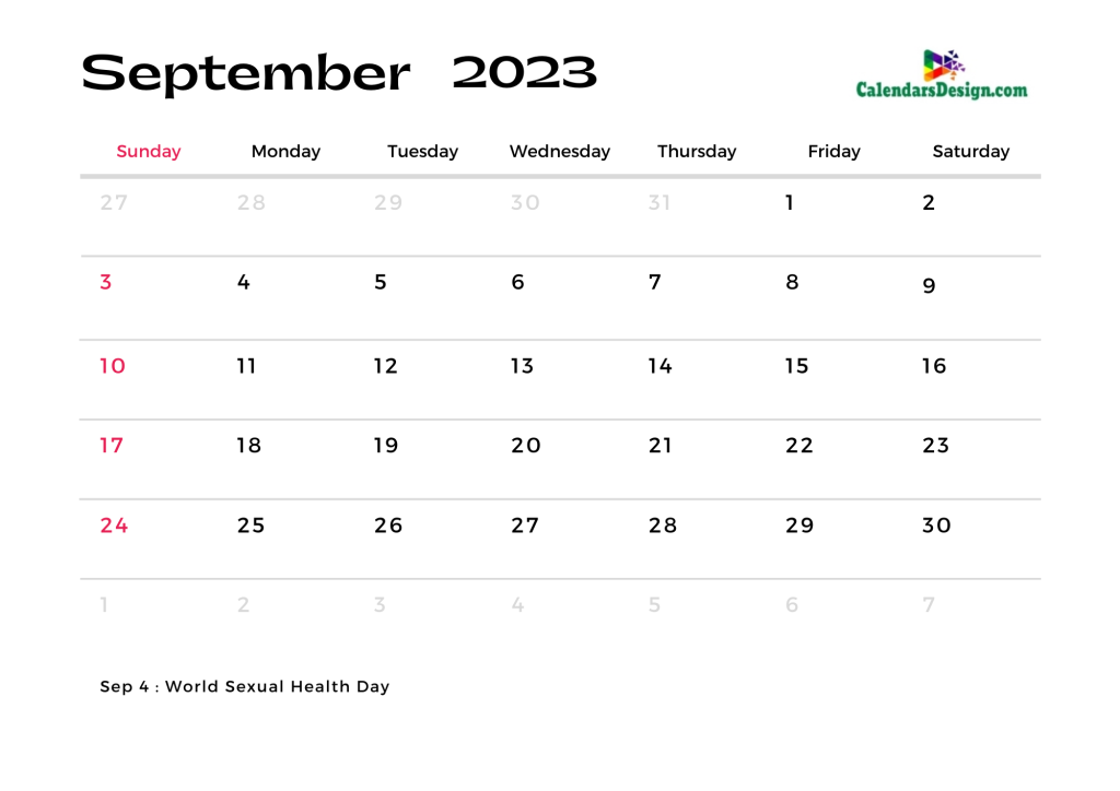September calendar 2023 monthly template