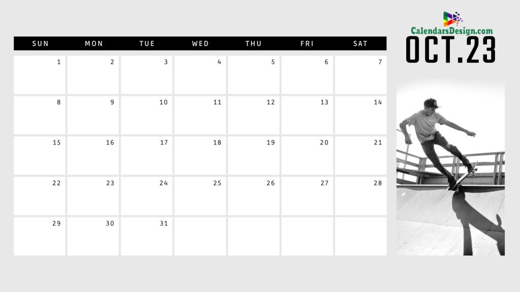 pdf calendar for October month 2023