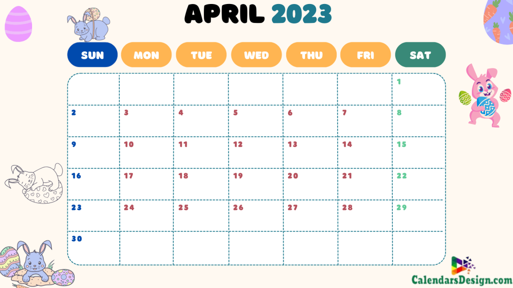 April 2024 Easter Egg Calendar