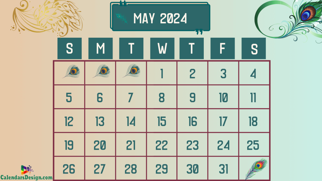 Decorative May 2024 Cute Calendar