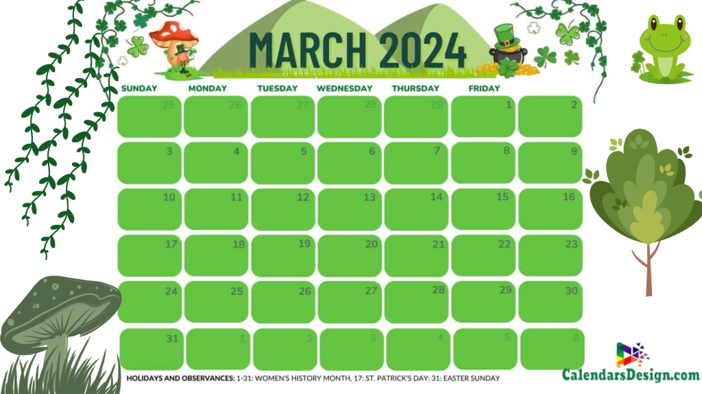 March 2024 Calendar Cute