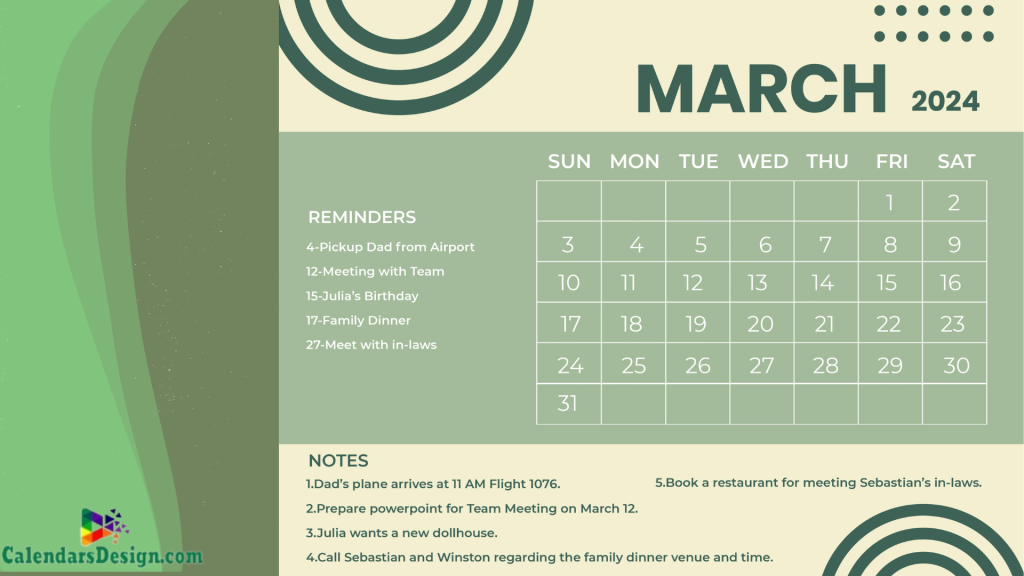 March 2024 Calendar Design