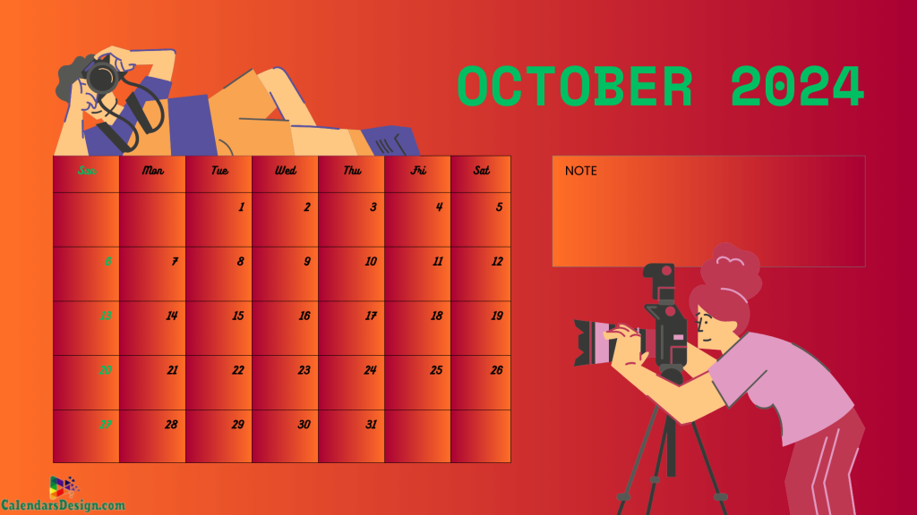 Decorative October 2024 Calendar Design