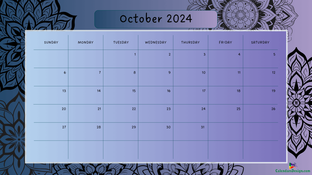 Floral October 2024 Calendar
